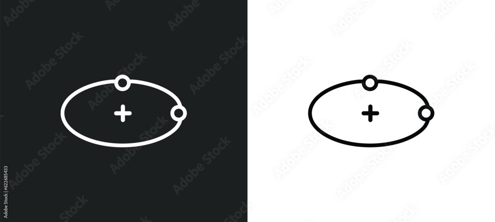 Poster elliptic outline icon in white and black colors. elliptic flat vector icon from shapes collection fo