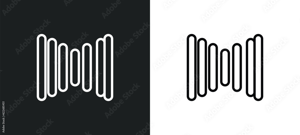Poster multiple line outline icon in white and black colors. multiple line flat vector icon from shapes col