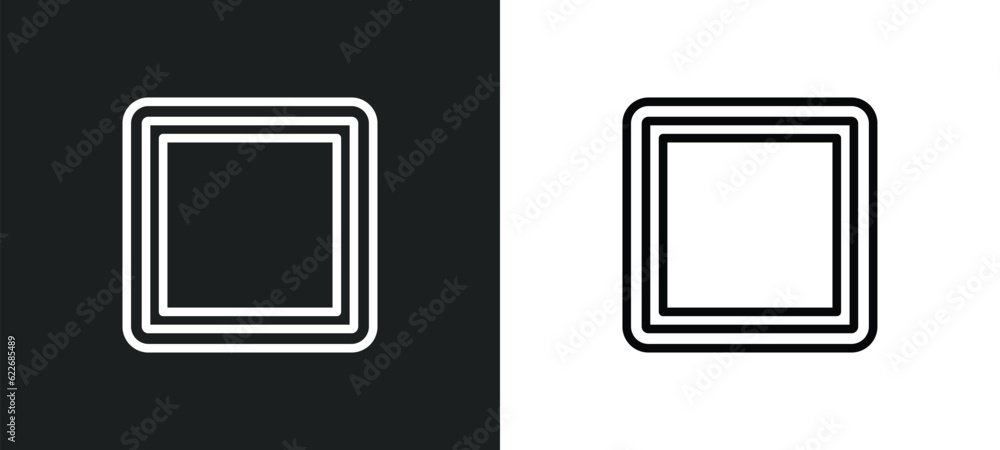 Poster rounded rectangle outline icon in white and black colors. rounded rectangle flat vector icon from sh