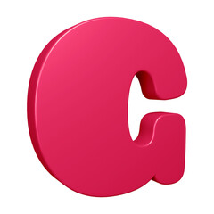 3D pink alphabet letter g for education and text concept