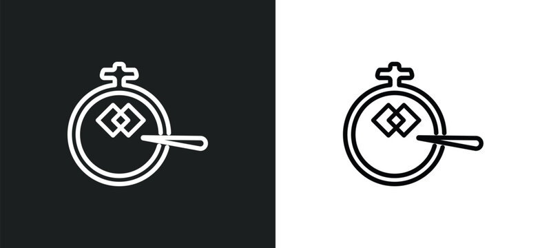 needlepoint outline icon in white and black colors. needlepoint flat vector icon from sew collection for web, mobile apps and ui.