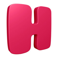3D pink alphabet letter h for education and text concept