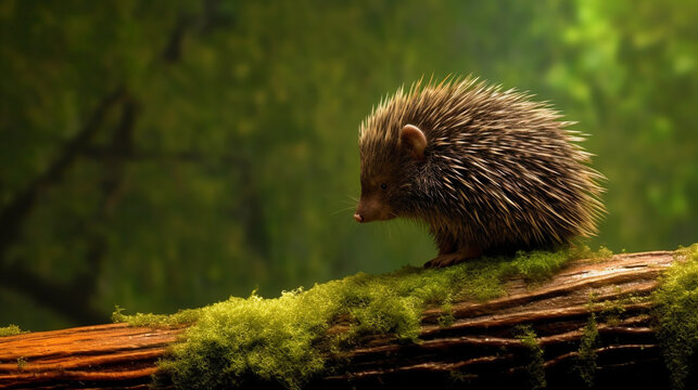 hedgehog in the woods HD 8K wallpaper Stock Photographic Image