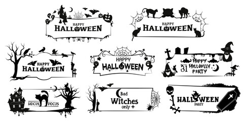 Halloween frames. Collection of frames with a skull, ghosts