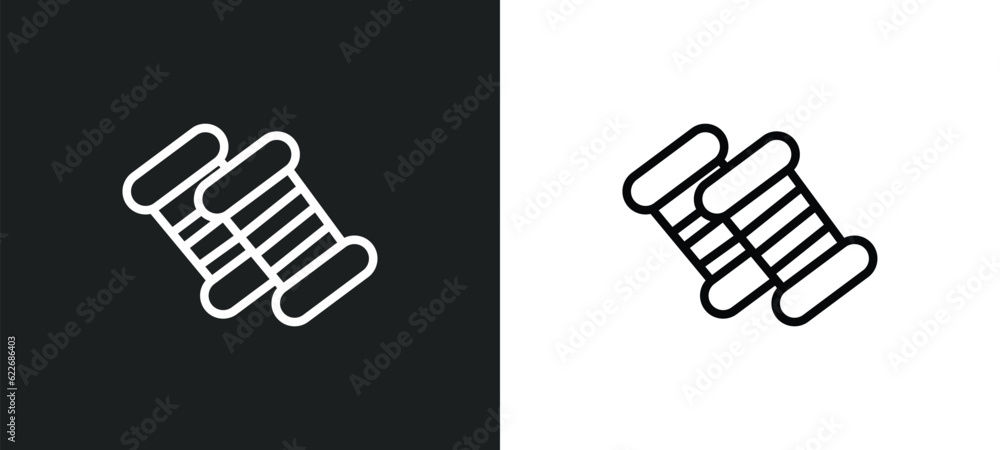 Poster spool of thread outline icon in white and black colors. spool of thread flat vector icon from sew co