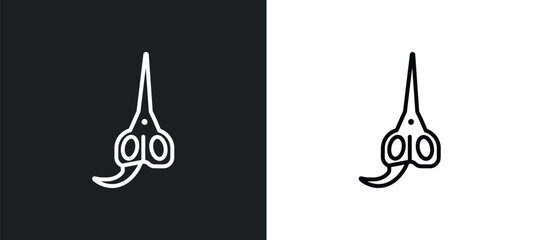 sewing scissors outline icon in white and black colors. sewing scissors flat vector icon from sew collection for web, mobile apps and ui.