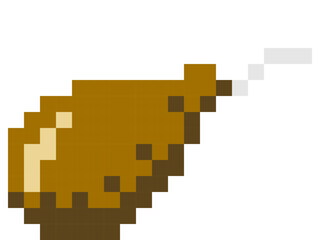 Chicken wing cartoon icon in pixel style.