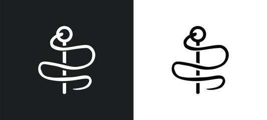 pin sew outline icon in white and black colors. pin sew flat vector icon from sew collection for web, mobile apps and ui.