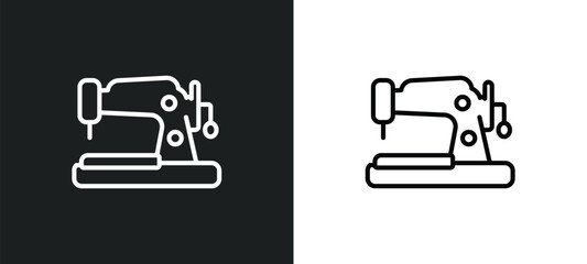 old sewing hine outline icon in white and black colors. old sewing hine flat vector icon from sew collection for web, mobile apps and ui.