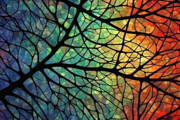 Stained Glass Celestial Trees Digital paper Generative AI 