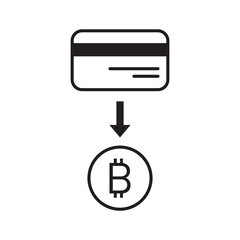 Card to bitcoin icon. Bitcoin and card icon. Bitcoin wallet, payment, crypto icon, illustration