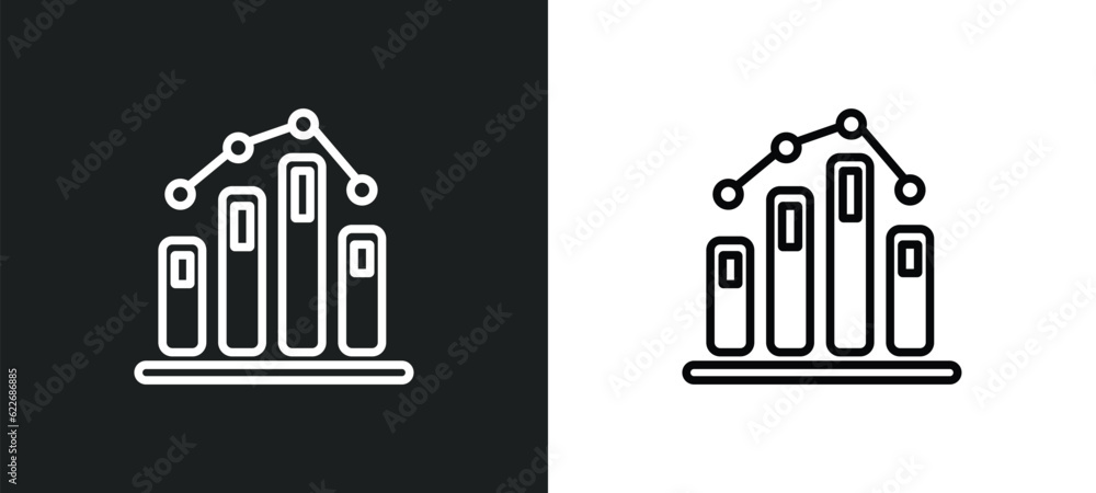 Poster data graphic outline icon in white and black colors. data graphic flat vector icon from seo and web 