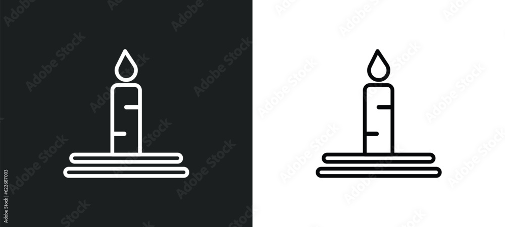 Poster candles light outline icon in white and black colors. candles light flat vector icon from security c