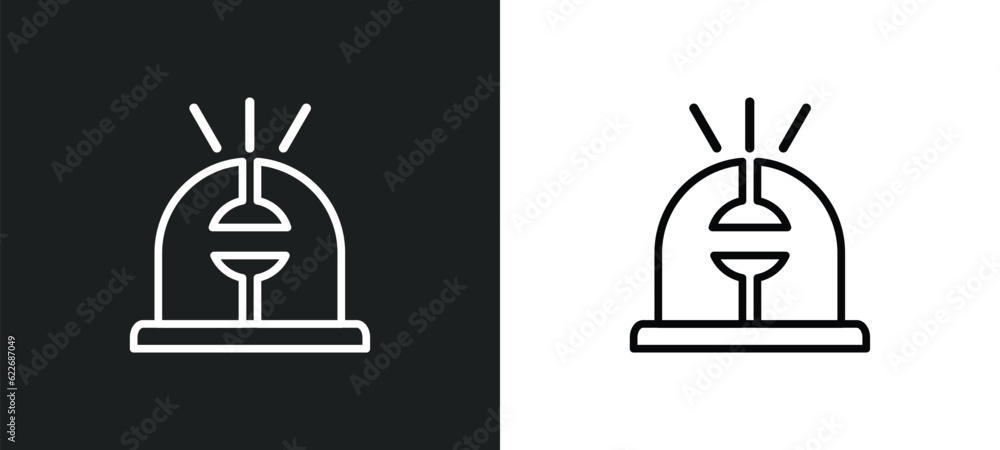 Poster ambulance alert outline icon in white and black colors. ambulance alert flat vector icon from securi