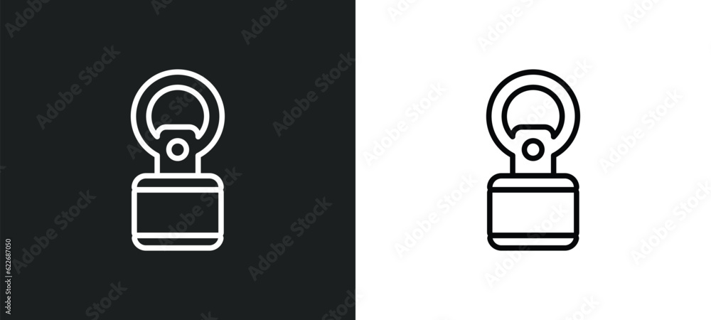 Poster key chain outline icon in white and black colors. key chain flat vector icon from security collectio