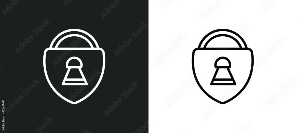 Poster padlocks outline icon in white and black colors. padlocks flat vector icon from security collection 