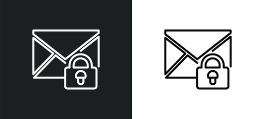 secure envelope outline icon in white and black colors. secure envelope flat vector icon from security collection for web, mobile apps and ui.