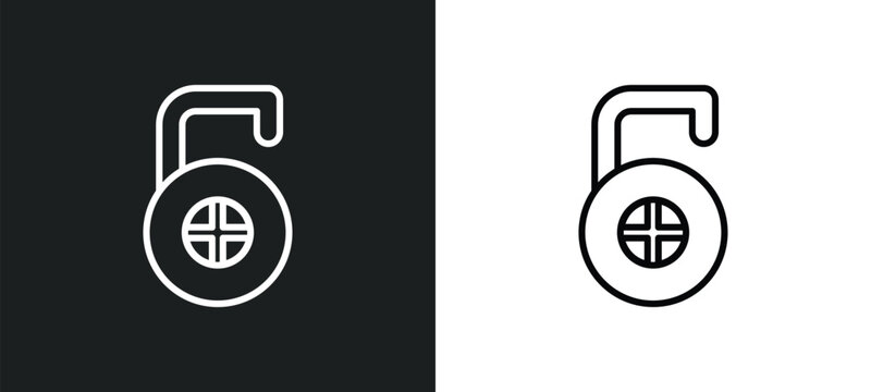 Open Access Outline Icon In White And Black Colors. Open Access Flat Vector Icon From Security Collection For Web, Mobile Apps And Ui.