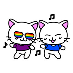 Vector Cartoon Cute Pride Cat Characters Isolated