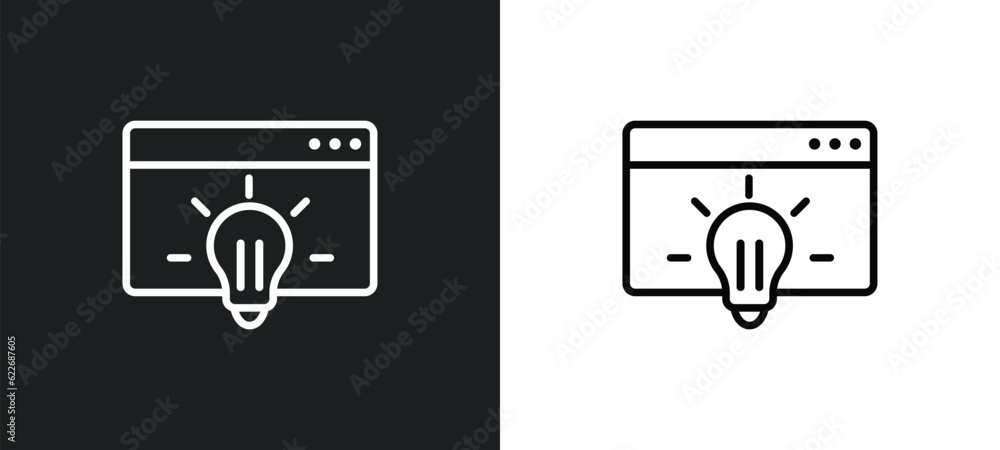 Poster image outline icon in white and black colors. image flat vector icon from search engine optimization