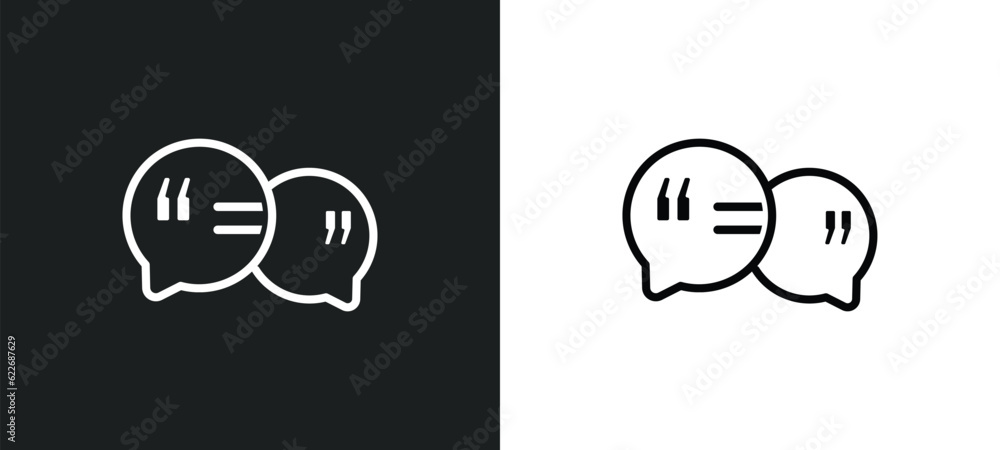 Poster speech bubbles outline icon in white and black colors. speech bubbles flat vector icon from search e