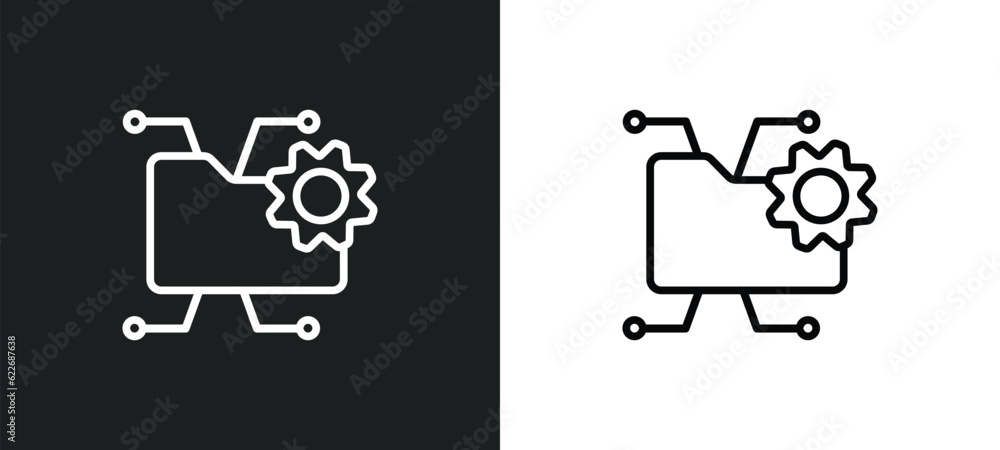 Poster shared folder outline icon in white and black colors. shared folder flat vector icon from search eng