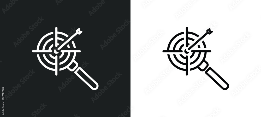 Poster targeting outline icon in white and black colors. targeting flat vector icon from search engine opti