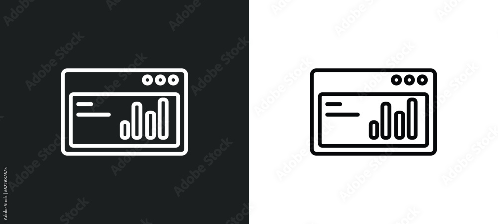Poster de outline icon in white and black colors. de flat vector icon from search engine optimization colle