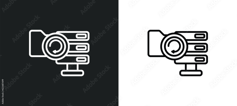 Poster backup outline icon in white and black colors. backup flat vector icon from search engine optimizati