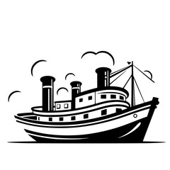 Fototapeta premium boat outline, ship outline, boat vector, ship vector, boat logo, ship logo, boat line art