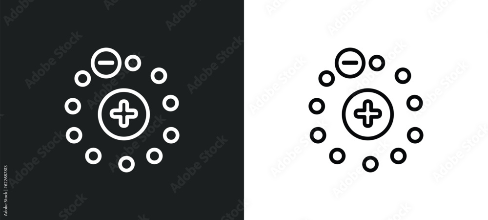 Poster electron outline icon in white and black colors. electron flat vector icon from science collection f