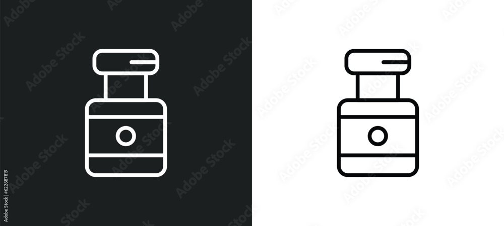 Poster vial outline icon in white and black colors. vial flat vector icon from science collection for web, 
