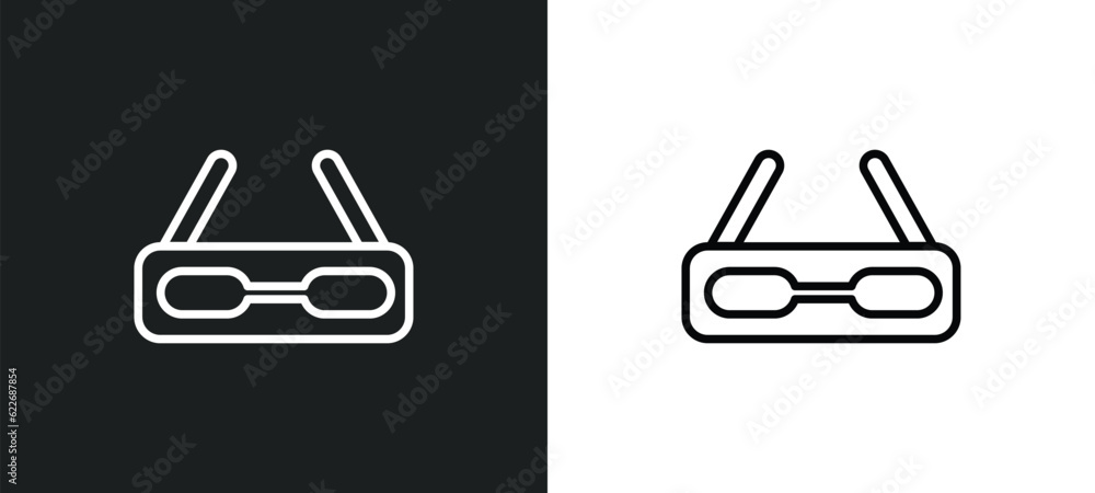 Poster eye protector outline icon in white and black colors. eye protector flat vector icon from science co