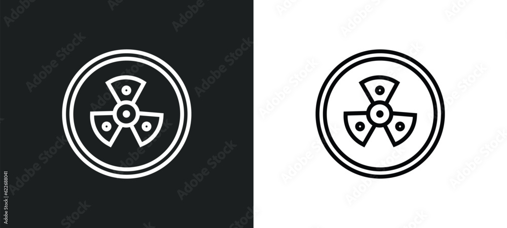 Poster radiation outline icon in white and black colors. radiation flat vector icon from science collection