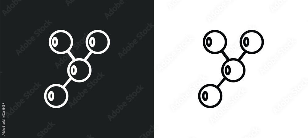 Poster molecules outline icon in white and black colors. molecules flat vector icon from science collection