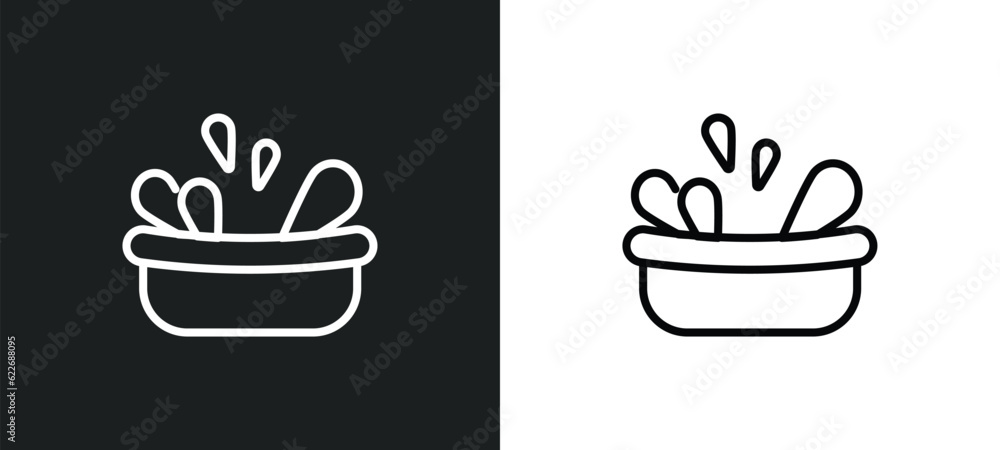 Poster splashing outline icon in white and black colors. splashing flat vector icon from sauna collection f
