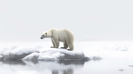 Naklejka na ściany i meble polar bear in the snow HD 8K wallpaper Stock Photographic Image