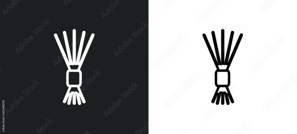 Poster birching outline icon in white and black colors. birching flat vector icon from sauna collection for
