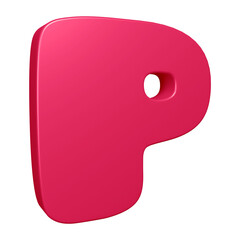 3D pink alphabet letter p for education and text concept