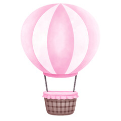 Pink hot air balloon cartoon drawing   © Wataame Rika 