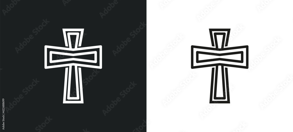 Poster christian outline icon in white and black colors. christian flat vector icon from religion collectio