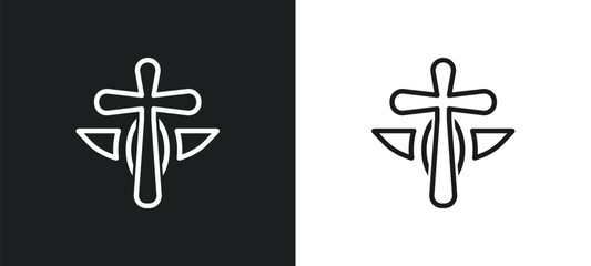 heresy outline icon in white and black colors. heresy flat vector icon from religion collection for web, mobile apps and ui.
