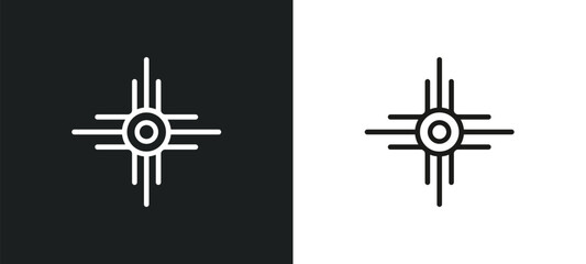 native american sun outline icon in white and black colors. native american sun flat vector icon from religion collection for web, mobile apps and ui.
