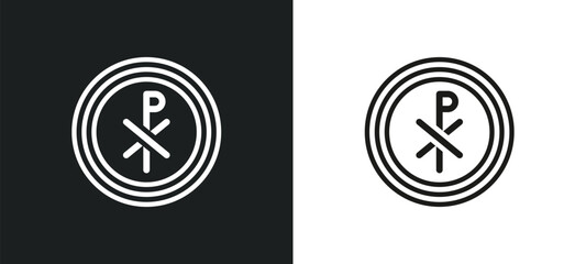 chi rho outline icon in white and black colors. chi rho flat vector icon from religion collection for web, mobile apps and ui.
