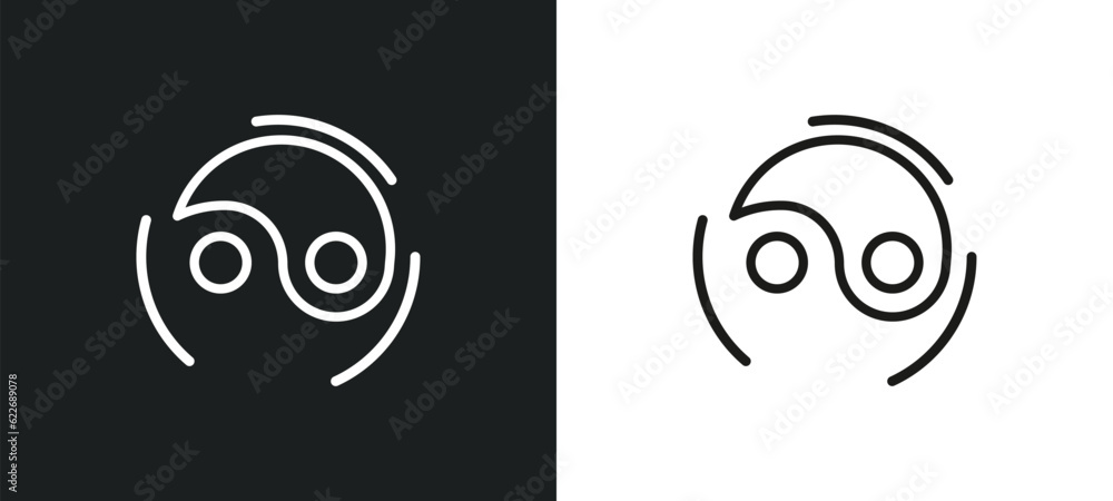 Poster taoism outline icon in white and black colors. taoism flat vector icon from religion collection for 