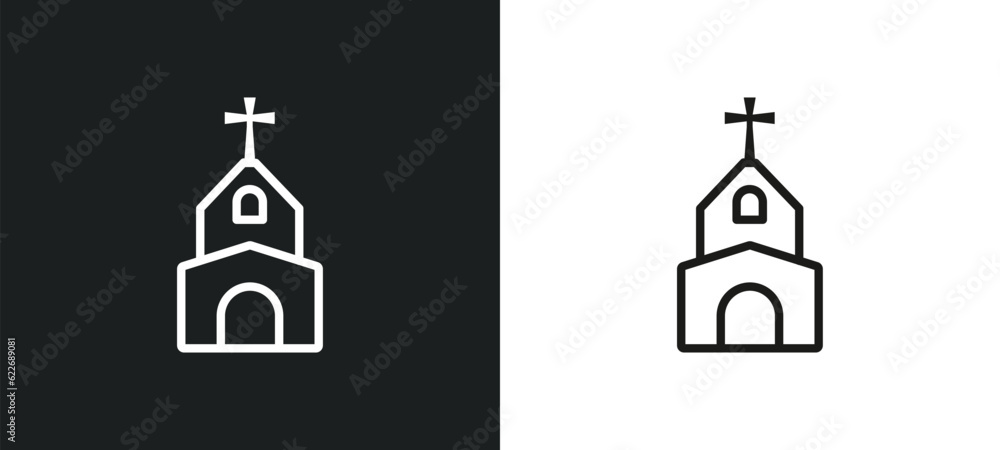 Poster monastery outline icon in white and black colors. monastery flat vector icon from religion collectio
