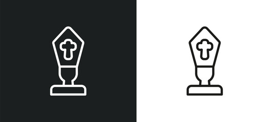 pope outline icon in white and black colors. pope flat vector icon from religion collection for web, mobile apps and ui. - obrazy, fototapety, plakaty