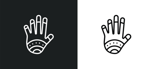 Fototapeta premium henna painted hand outline icon in white and black colors. henna painted hand flat vector icon from religion collection for web, mobile apps and ui.