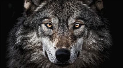 gray wolf portrait HD 8K wallpaper Stock Photographic Image - obrazy, fototapety, plakaty