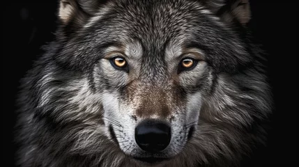 Zelfklevend Fotobehang gray wolf portrait HD 8K wallpaper Stock Photographic Image © Ahmad